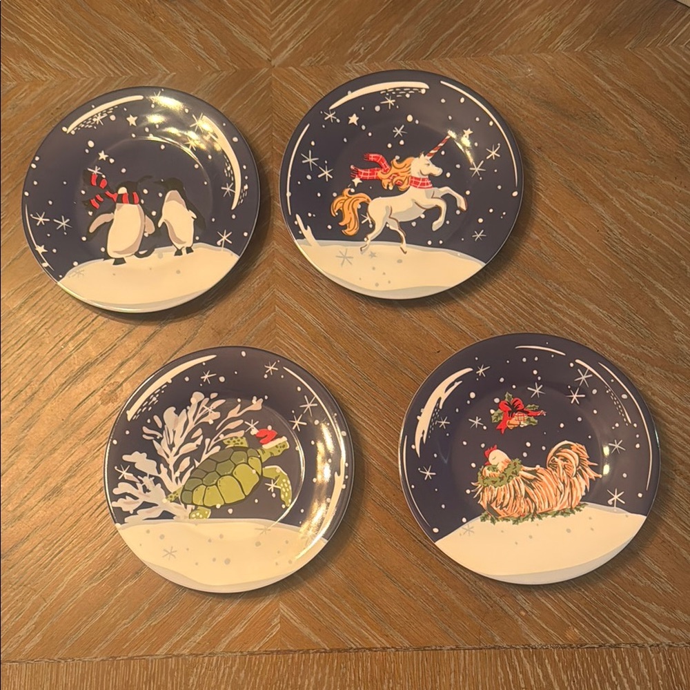 Vera Bradley Winter Wonderland Plate Set - Blue and White